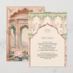 Blush Pink Lotus Garden Indian Wedding Details Enclosure Card