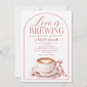 Blush Pink Love Is Brewing Coffee Bridal Shower Invitation