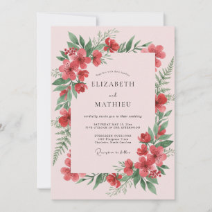 Blush Pink Lush Spring Botanical Wedding Invitation
