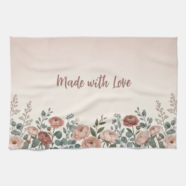 Blush Pink “Made with Love” Kitchen Towel (Horizontal)