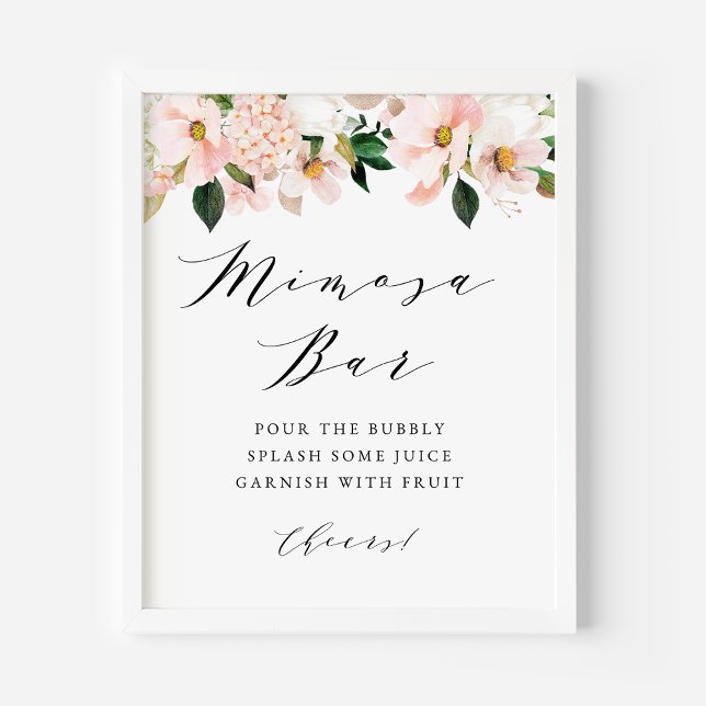 Blush Pink Magnolia and Hydrangea Mimosa Bar Poster (Creator Uploaded)
