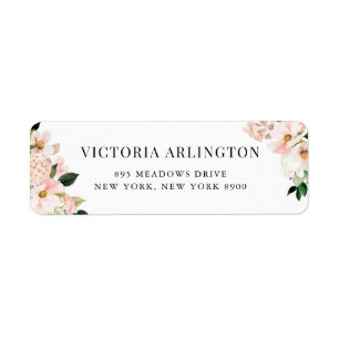 Blush Pink Magnolias and Hydrangeas Return Address