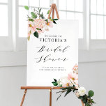 Blush Pink Magnolias Floral Bridal Shower Welcome Poster<br><div class="desc">Welcome guests to your event with this customizable bridal shower welcome sign. It features blush pink magnolias and hydrangeas with faux rose gold foil accents. Personalize by adding your event details. This floral bridal shower welcome sign is perfect for spring and fall bridal showers.</div>