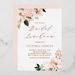 Blush Pink Magnolias Rose Gold Bridal Luncheon
