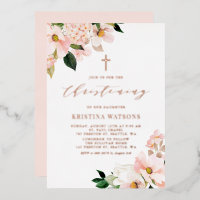 Blush Pink Magnolias Rose Gold Christening