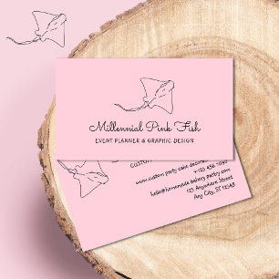 Blush Pink Manta Ray Fish Business Card