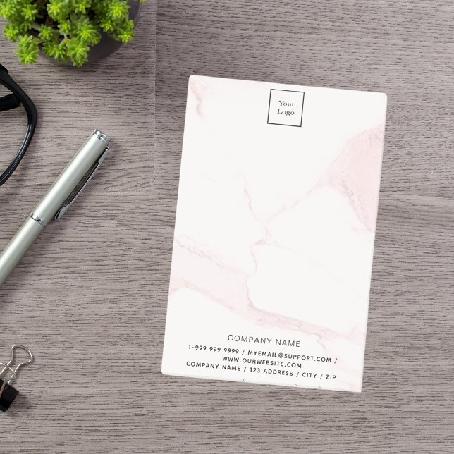 Blush pink marble business logo post-it notes (Creator Uploaded)