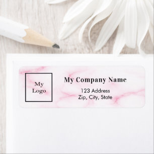 Blush pink marble business logo return address