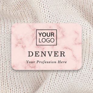 Blush pink marble custom logo first name and title tag