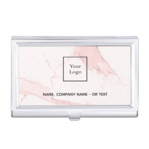 Blush pink marble elegant logo business card holder
