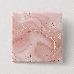 Blush Pink Marble Gold Glitter Abstract Pattern 2 Inch Square Button