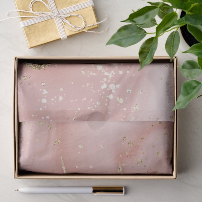 Blush Pink Marble Gold Glitter Abstract Pattern Tissue Paper (Gift)
