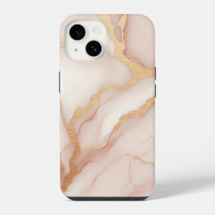 Blush Pink Marble iPhone 14 Case with Gold Veins