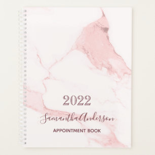 Blush pink marble name elegant business 2025 planner