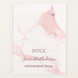 Blush pink marble name elegant business planner