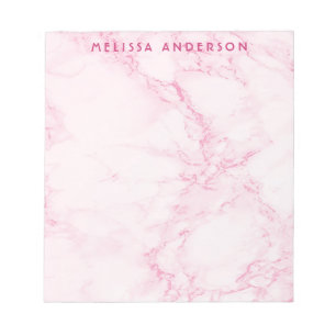 Blush pink marble name monogram notepad