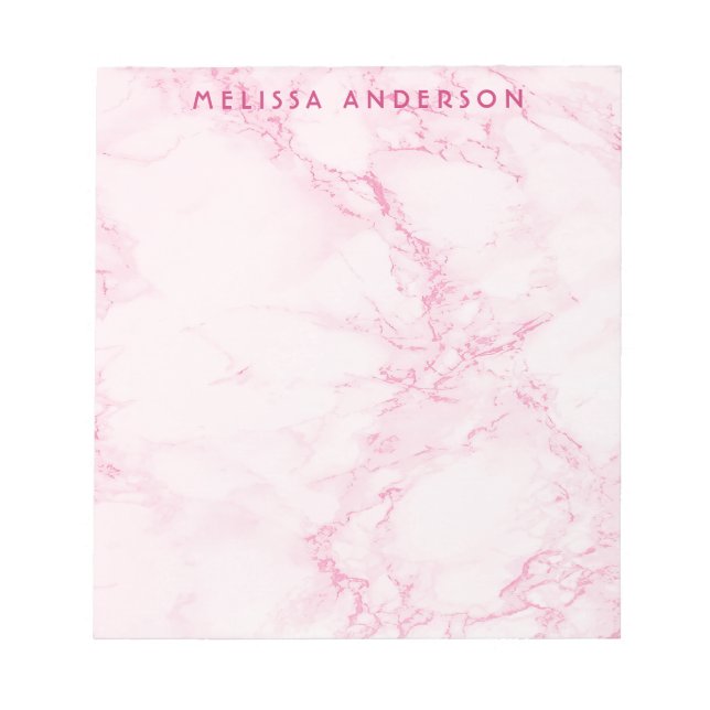 Blush pink marble name monogram notepad (Front)