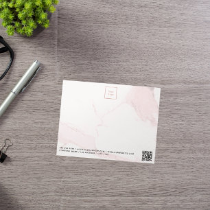 Blush pink marble QR code business logo Notepad