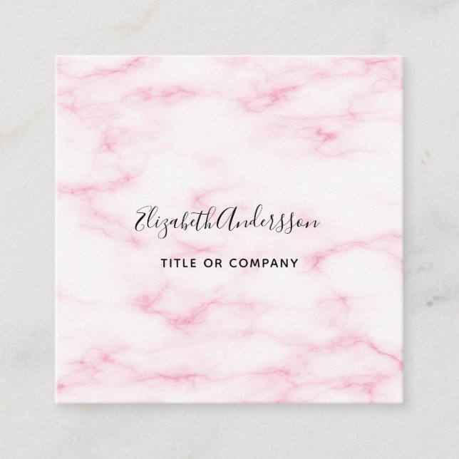Blush pink marble QR code elegant Square Business Card (Front)