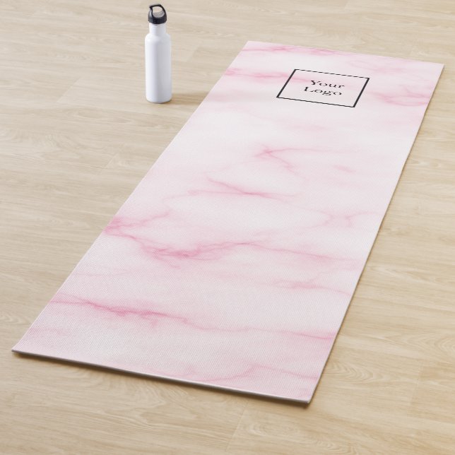 Blush pink marble studio business logo yoga mat (In Situ)