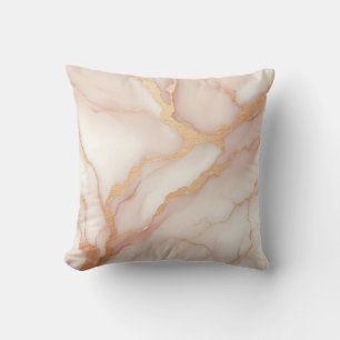 Blush Pink Marble Throw Pillow with Gold Veins