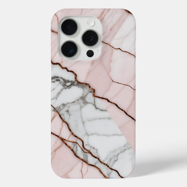 Blush Pink Marble with Copper Accents Case-Mate iPhone Case (Back)