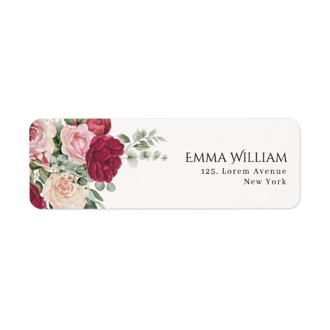 Blush Pink Marsala Floral Mariage Adresse de retou (Devant)
