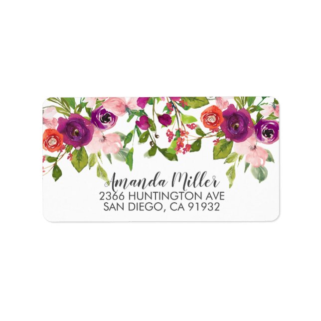 Blush Pink & Marsala Floral Return Address Label (Front)