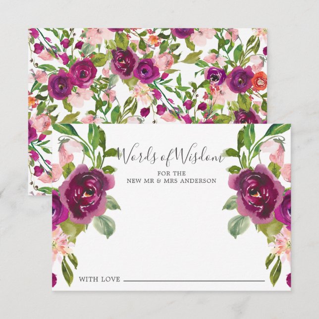 Blush Pink & Marsala Floral Words of Wisdom Card (Front/Back)