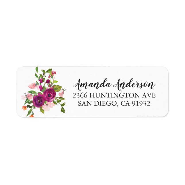 Blush Pink & Marsala Flowers Bridal Shower Labels (Front)
