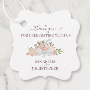 Blush Pink Mauve Floral Elegant Wedding Thank You Favour Tags