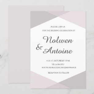 Blush pink mauve geometric elegant modern wedding invitation