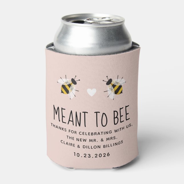 Blush Pink Meant to Bee Can Cooler (Can Front)