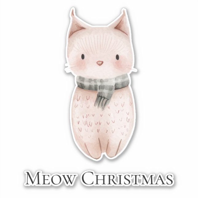 Blush Pink Meow Christmas Cat (Front)
