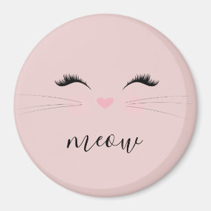 Blush PInk Meow Whiskers Kitty Magnet
