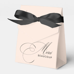 Blush Pink Merci Beaucoup Calligraphy Thank You Favor Box