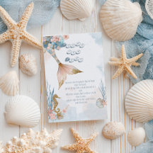 Blush Pink Mermaid Tail Baby Shower Book for Baby