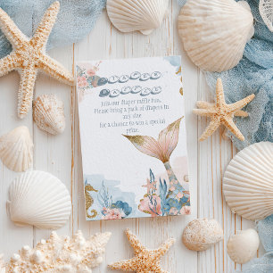 Blush Pink Mermaid Tail Baby Shower Diaper Ruffle Enclosure Card