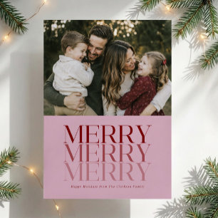 Blush Pink Merry Christmas Photo Card
