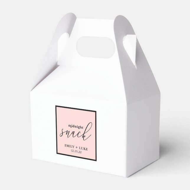 Blush Pink Midnight Snack Custom Wedding Gable Favor Box (Front Side)