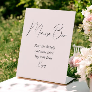 Blush Pink Mimosa Bar Bridal Shower  Pedestal Sign