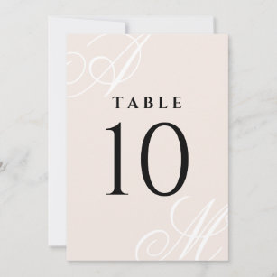 Blush Pink Minimal Elegant Monogram Table Numbers