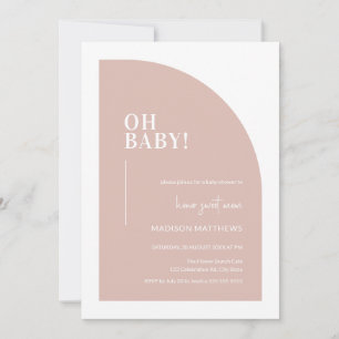 Blush Pink Minimal Half Arch Oh Baby Shower Invitation