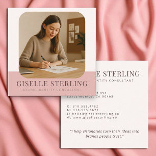 Blush Pink Minimal Professional Company Name  Square Business Card