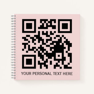 Blush Pink Minimal QR Code Scan Me Design Notebook