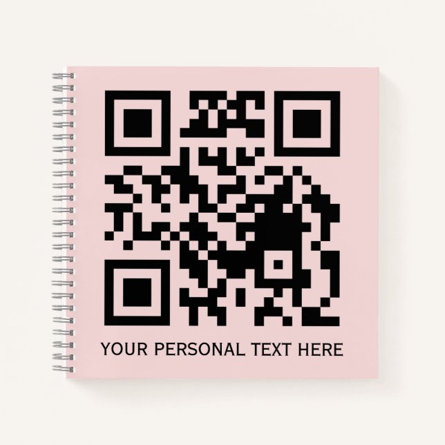Blush Pink Minimal QR Code Scan Me Design Notebook (Front)