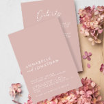 Blush pink Minimal simple Wedding Details QR Code Invitation<br><div class="desc">Modern minimal simple elegant simple Blush pink wedding,  details and QR code invitation. Part of a modern collection.</div>