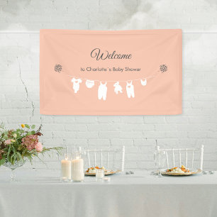 Blush Pink Minimalist Baby Girl Shower Welcome  Banner