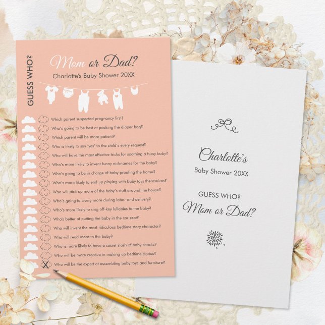 Blush Pink Minimalist Baby Shower Guess Who Game (Blush Pink Minimalist Baby Shower Guess Who Game ©Susanne Sachers - Sunny Mind 🌞)