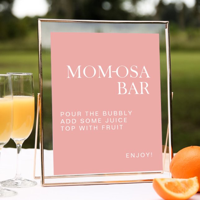 Blush Pink Minimalist Baby Shower Momosa Bar Poster (Creator Uploaded)